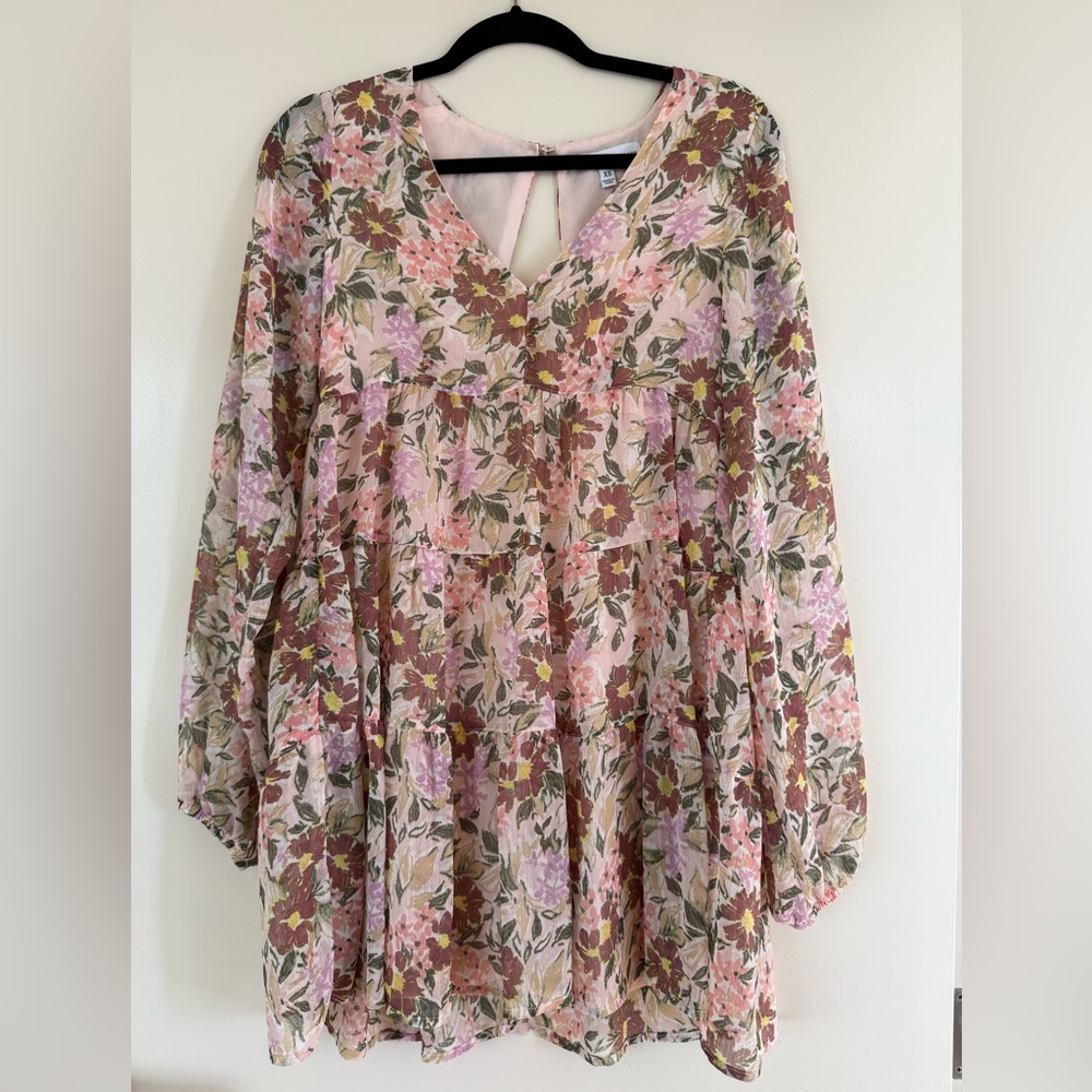 Fourteenth Place- Romantic Roses balloon sleeve dress, size XS, used